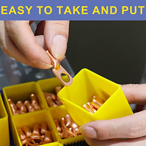 Haisstronica 220Pcs Ring Copper Wire Lugs Kit,110Pcs Awg 8 6 4 2 1 Heavy Duty Battery Cable Ends Eyelets Connectors(22Size) With 110Pcs 3:1 Heat Shrink Tubing #TOP4