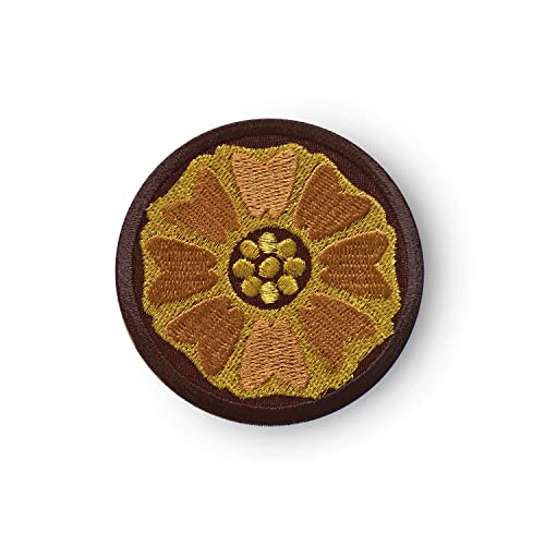 White Lotus Patch Embroidered Sew on Patch Brown and Gold (Hook and Loop)