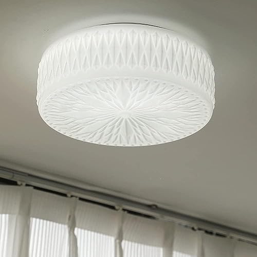 Tambour de verre blanc rincelle et éclairage led dimmable de plafond