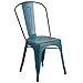 Flash Furniture Blake Commercial Grade 4 Pack Distressed Kelly Blue-Teal Metal Indoor-Outdoor Stackable Chair