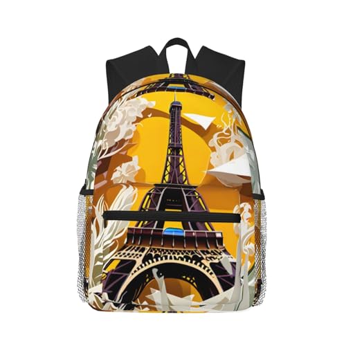 Sac à dos de voyage polyvalent noir imprimé Paris Tour Eiffel pour homme femme et enfant