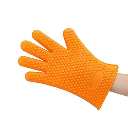 Generic 2 Pcs/Pair BBQ Glove Kitchen Grilling Oven Mitts Non Stick Pot Heat Proof Resistant Roaster Mitt Pot Baking Tool: Blue