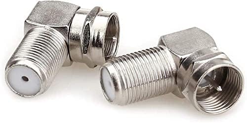 Coaxial Connector, Right Angle TV Aerial F Type Adapters Screw On F Male to Female Coaxial Coupler 90 Degree Connector for Satellite SKY Virgin,Wall Mounted TVs, Coaxial Cable Connection (Silver-2)