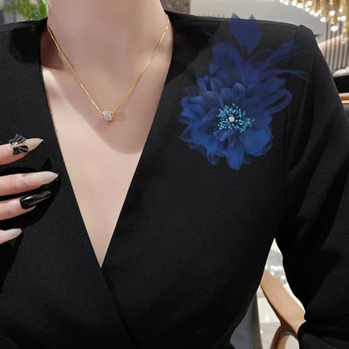 Image of Extra Large Flower Brooches for Women Lapel Pins Dainty Fabric Brooches Big Camellia Lady Flower Fascinator Hatpin Hair Clip for Wedding Prom Party Dance Banquet Ceremony Clothes Accessories Jewelry