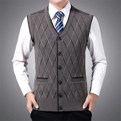 Men's Winter V-Neck Sleeveless Knit Sweater Vest Casual Slim Fit Pullover Warm Jumper Waistcoat Top3