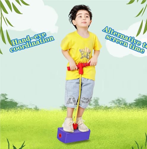 Image of CRIYALE Kids Pogo Jumper Fun and Safe Pogo Stick for Toddlers, Bouncing Toy for Ages 3 and up Holds up to 250lbs, Durable Foam Bungee Jumping Stick Makes Squeaky Sounds Improves Balance (Purple)