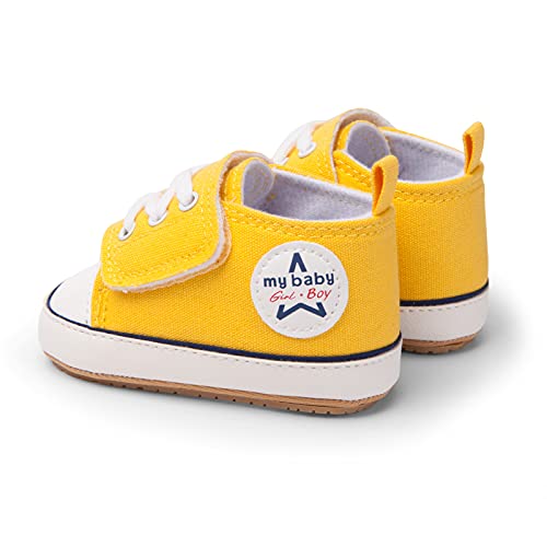 Rvrovic Baby Boys Girls Shoes Canvas Toddler Sneakers Anti-Slip Infant First Walkers 0-18 Months(6-12 Months Infant,2-Yellow) #TOP4