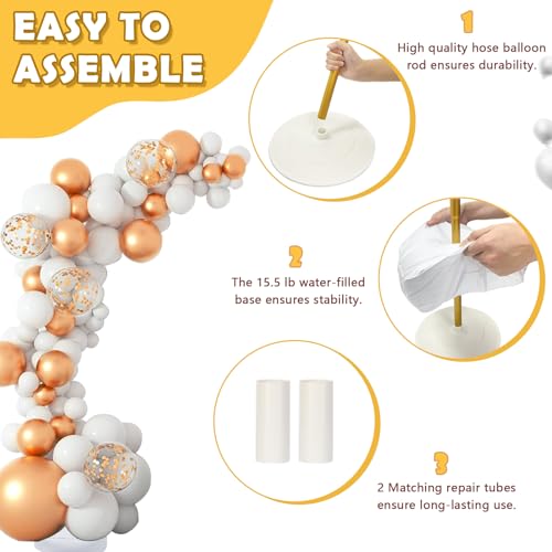 AerWo Balloon Arch Kit 9.35FT & 6FT, Free Bending Half Balloon Arch Stand with Base, Floor Gold Balloon Arch Frame Backdrop for Wedding Birthday Party Baby Shower Yard Lawn Home Christmas Decorations - Image 5