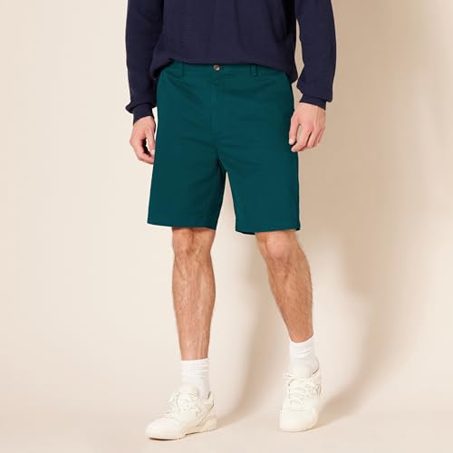 Image of Amazon Essentials Men's Classic-Fit 9 inch Cotton Twill Chino Shorts with Button-Through Pockets