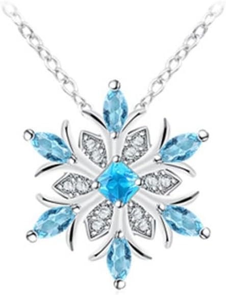 Snowflake Jewelry Sets Sparkle Zircon Crystal Winter Flower Pendant Necklace Hook Dangle Earrings Set for Women Christmas Gifts