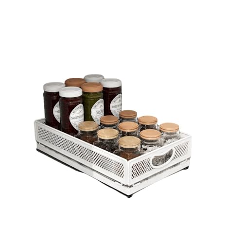 Brfveob キャスター付き収納ボックス 床下 大容量 薄型 連結可能 ベッド下 下 衣類 小物 洋服 コミック本 下 長方形 下 バスケット キッチンラック キャビネット引き出しラック 多機能 二層式 家庭用 プッシュプルバスケット (ホワイト,40*