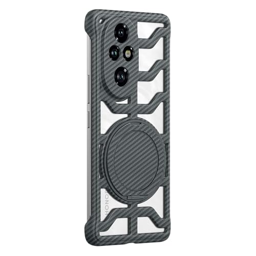 Image of for Honor 200 Pro 5G Case with Kickstand Heat Dissipation Hard PC Phone Back Cover Carbon Fiber Texture - Grey