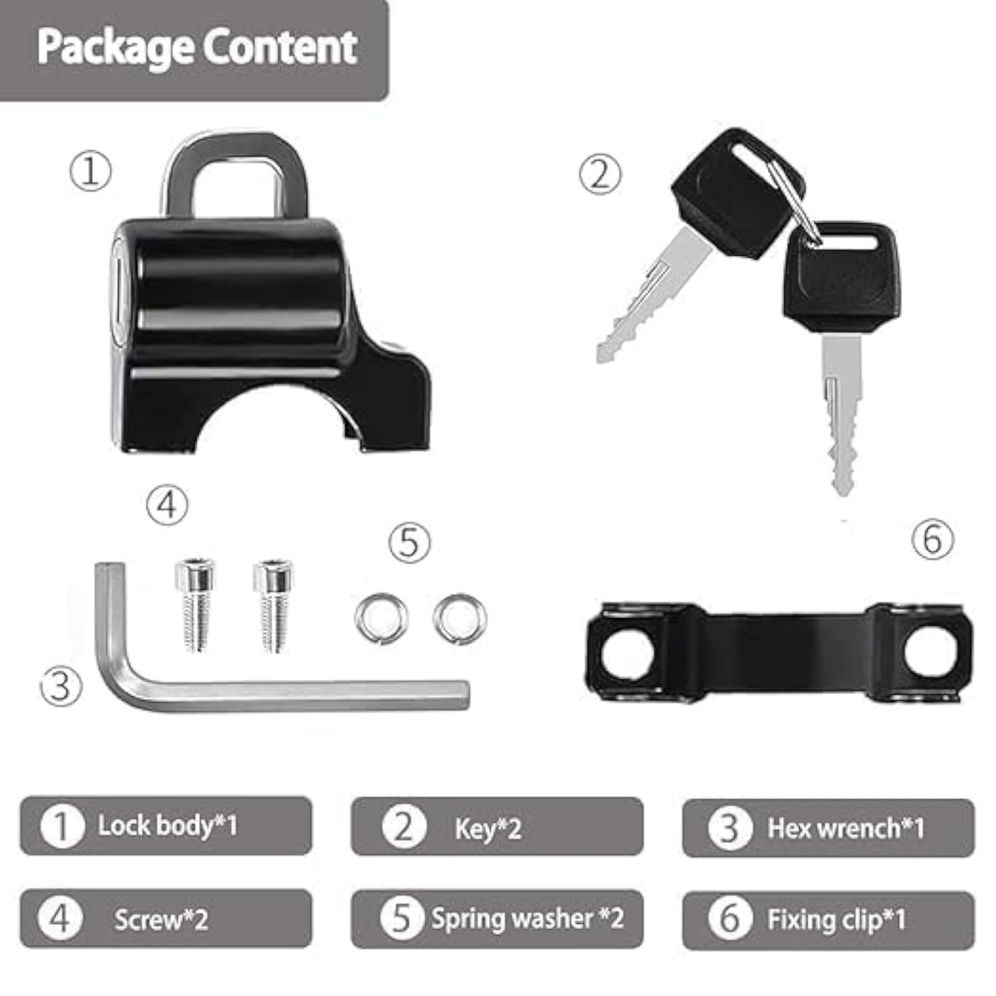 Motorcycle Universal Helmet Lock with 2 Keys, Anti-Theft Security