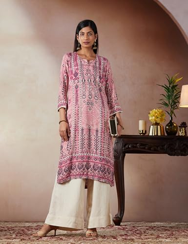Image of BIBA Women Rayon Straight Fit Kurta