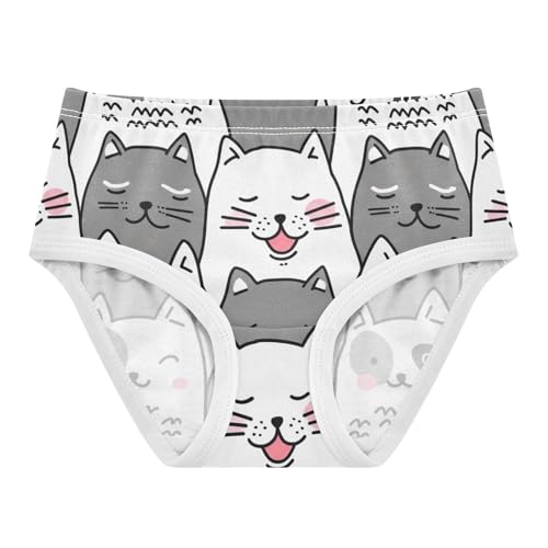 Cute Cats Gray White Panties for Girl Toddler Girls Underwear Cotton Colorful Briefs Kids Undies 2t