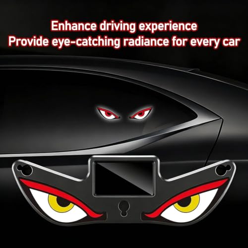 Image of Solar Powered Demon Eye LED Car Window Light, USB Rechargeable Wireless Windshield Decoration Lamp with Auto On /Off Sensor, Accessory for Cars, SUVs & Trucks, Red, Pack of 1