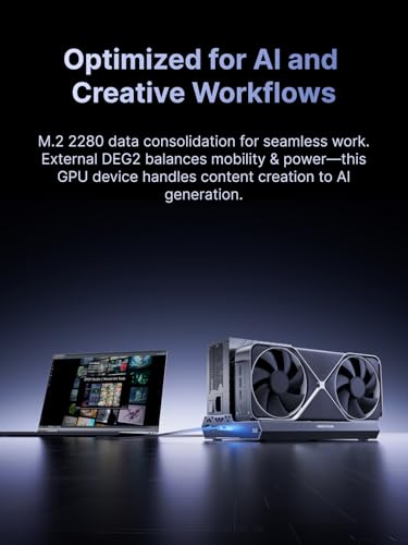 Image of MINISFORUM DEG2 USB4 V2 (TBT5 Compatible) & OCuLink eGPU Dock, 80Gbps Dual-Link External GPU Enclosure with M.2 NVMe Slot, Supports Universal ATX /SFX Power Supplies