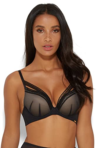 Gossard Women's Sheer Seduction Padded Plunge Bra, Black, 30Ff #TOP3
