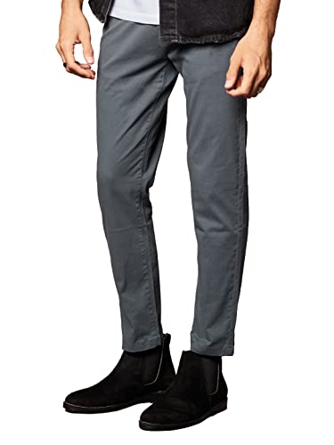 Image of The Souled Store Men Midnight Blue Solid Stretch Structured Pants