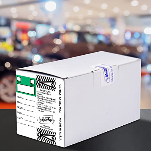 Image of Versa-Tags 250 Per Box, Self-Protecting Paper Key Tags with Chrome-Plated Split Rings Perfect for Car Truck Or RV Dealers Top Stripe Green