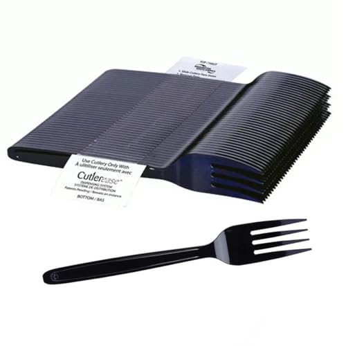 Image of WNA Cutlerease Black Plastic Fork Refill, Bulk Pack of 960 Forks, For Use With Cutlerease Dispensing System, Polystyrene Disposable Cutlery, Made in the USA