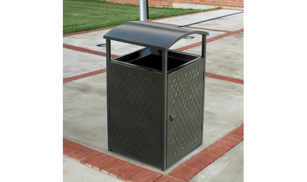 All Steel 30-Gallon Receptacle, Black, 20" Sq. x 34" H