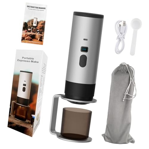 Kalttoy Cafetera eléctrica portátil de café espresso con calefacción automática, recargable por USB, compactos, para coche, camping, viajes, cafetera portátil