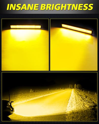 Image of 18 Inch Amber LED Light Bar 134W Quad Row Off Road Light for Truck | Spot Flood Combo Beam, Quad Row 134pcs High-intensity LED Chips