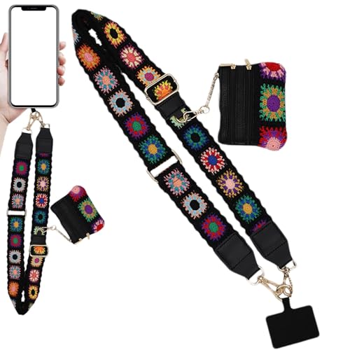 Cordón de teléfono Boho con billetera y correa de cadena ajustable unisex