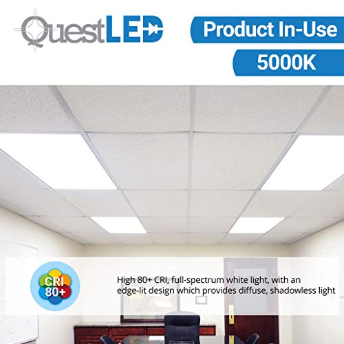 Quest Manufacturing Questled 2X4 Led Ceiling Light 4 Pack, 72W Flat Ultra-Slim Dimmable Edge Lit Led Panel Light (5000K Cool White) #TOP2