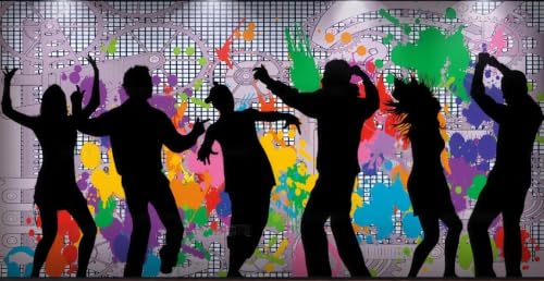 Fond d'Écran Mural 3D Graffiti et Silhouettes Danse - 400x280 cm