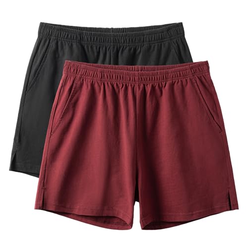 Image of AMY COULEE Mens Lounge Shorts 4 inch Pajama Lightweight Cotton Sleep Bottoms with Pockets