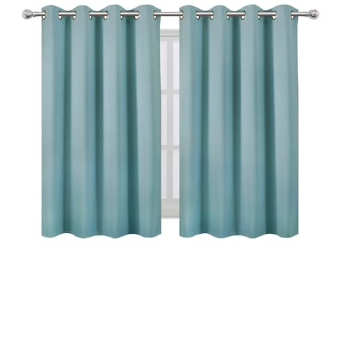 Image of LEMOMO Stone Blue Thermal Blackout Curtains /52 x 45 Inch /Set of 2 Panels Room Darkening Curtains