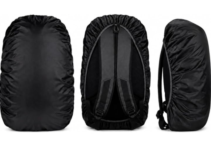 Dust & Rain Cover For Standard Backpack With Pouch, Water Resistance Dustproof Rain Cover Bag Elastic Adjustable For Sch FCool, College,Office, Trekking Bags (30L-35L,Black)-image-40