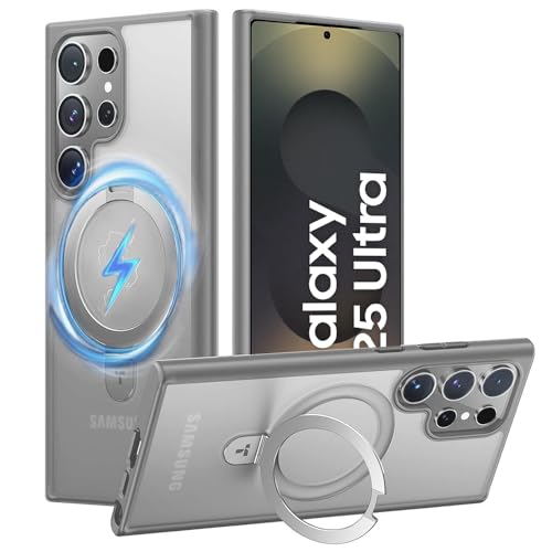 Image of Samsung S25 Ultra Magsafe Stand Case | Matte Design & 360 Protection | Military-Grade Samsung Galaxy S25 Ultra Cover | Ultra Premium - Gray