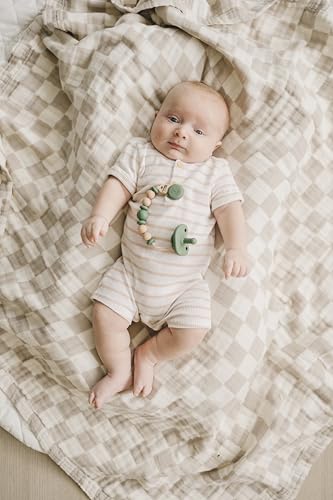 Image of Silicone Pacifier Clip - Metal-Free, Rust-Free, 100% Food-Grade Silicone and Natural Beech Wood, Secure Pacifier Holder - Olive - Mila & Lulu