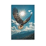 JHKJTK Poster auf Leinwand, Kunstdrucke für Schlafzimmer, Dekoration – Tierhimmel, aufsteigender Adler, 40 x 60 cm, Bild ohne Rahmen