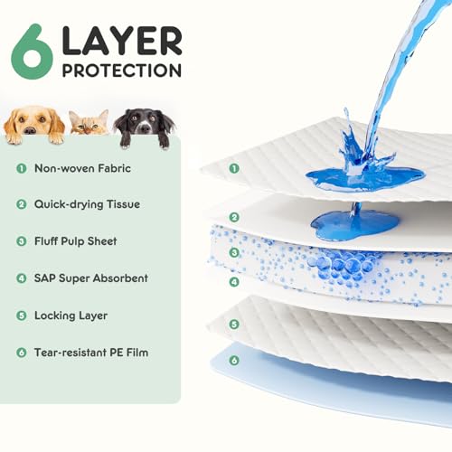 Image of Puppy Pads, Regular Size 22 inchx22 inch, 150 Count, Pee Pads for Dogs Potty Training, Ultra-Absorbent 6-Layer Leak-Proof, Quick-Dry Surface