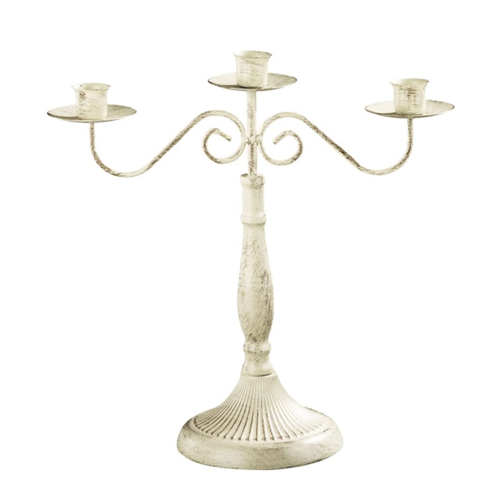 Candle Holder 3 Arms Retro Old Candle Holder Romantic Iron Elegant Candlestick Table Decoration for Hotel Wedding Candlelight Dinner Decorative