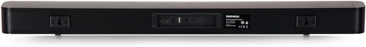 Bak view of the Daewoo Soundbar showing wall-mounting brackets.