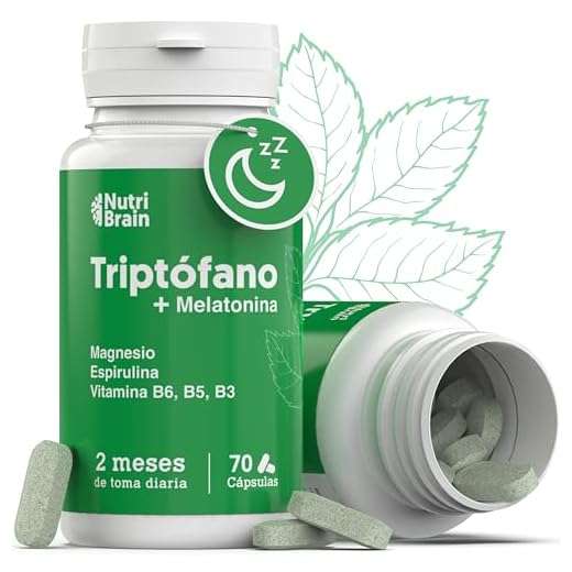 Natural Triptófano con Melatonina y Espirulina para mejorar el sueño, reducir la ansiedad, aumentar la energía, la concentración y el bienestar - 70 Comprimidos