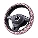 Pink Leopard Print Steering Wheel Cover for Women, Universal Auto Steering Wheel 14-15 Inch Car Interior Accessories with 2PCS Car Coasters, Suitable for Men and Women