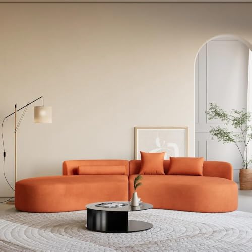 Image of Modern Classic L Shape Sectional Sofa Set, Chesterfield Style 4 Seater Sofa Set with Pillows for Living Room, Bedroom and Office, Office, and Hallway Colour (Rust Brown)