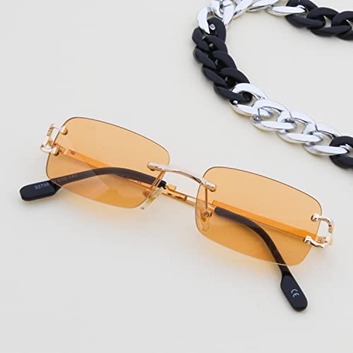 Image of Ted Smith Mens Womens Polycarbonate Uv Protection Metal Rectangular Sunglasses