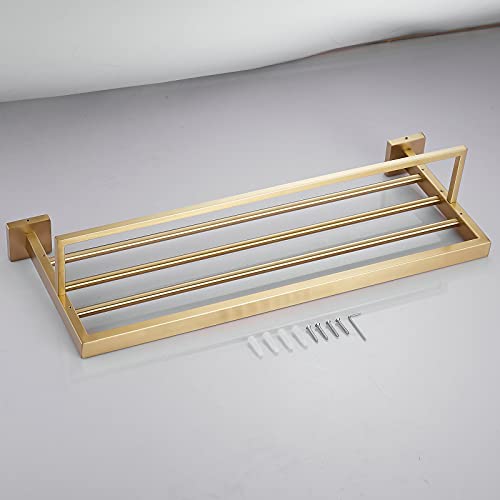 Bathroom Towel Rack With Single Towel Bar 22 Inch Bathroom Hotel Shower Shelf Sus304 Stainless Steel Modern Wall Mounted Holder Brush Gold Gudetap Gta21103Bg #TOP6