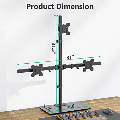 Image of WALI Triple Monitor Stand, Height Adjustable Free-Standing Monitor Desk Mount, fits 3 Computer Screens up to 27 Inch, Holds up to 22lbs per Arm (GMF003)