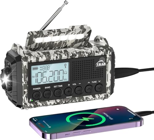 Mesqool �h�Ѓ��W�I 12000mah �\�[���[�[�d/���/�����d��/�Ǐ������v�t FM/SW/AM/�Ή�(FM76.00Mhz - 108MHz) SOS�A���[�g�t�����^���W�I �X�}�z�ɏ[�d�\ ���O�Ŏg����|�[�^�u�����W�I ���d�r USB�[�d 