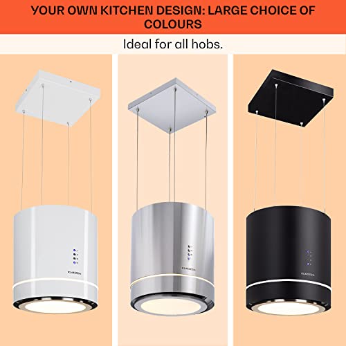 Klarstein Hanging Island Cooker Hood, Extractor Fan for Kitchen Islands, 540m³/h Airflow, Timer, Adjustable Kitchen Extractor Fan with Futuristic Design, 3 Mode Cooker Hoods, Activated Carbon Filters