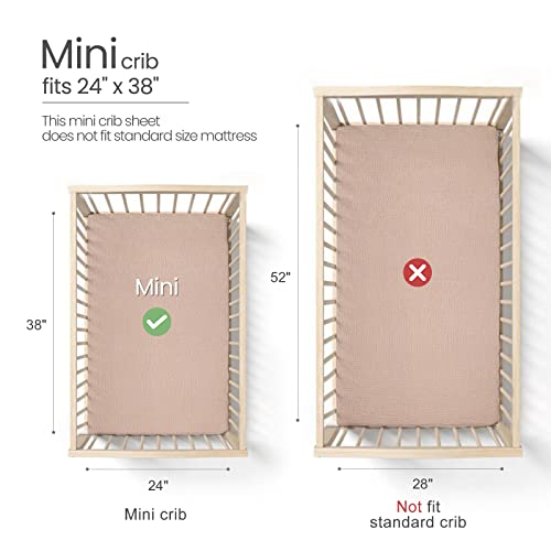 Lulumoon Muslin Mini Crib Sheets - Pack N Play Sheets Fitted For Baby - 24"X 38" Sand #TOP2
