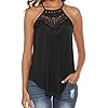 Bluetime-Womens-Summer-Halter-Spaghetti-Strap-Lace-Flowy-Tank-Tops-Cami-Shirts Bluetime Black Tank Top Women Spaghetti Strap Casual Cute Summer Shirts Blouses Country Concert Outfits Black L